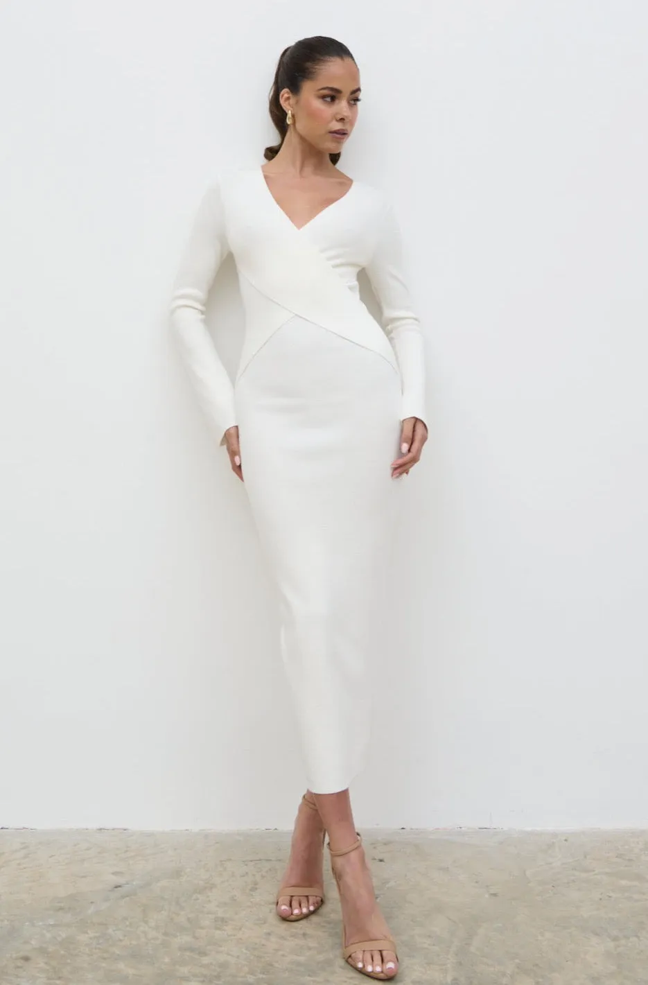 Jacklin Wrap Midaxi Dress - Cream