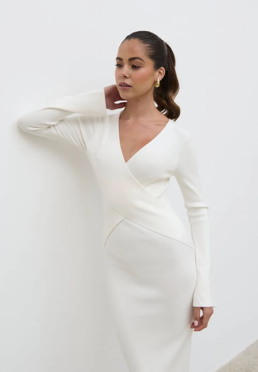 Jacklin Wrap Midaxi Dress - Cream