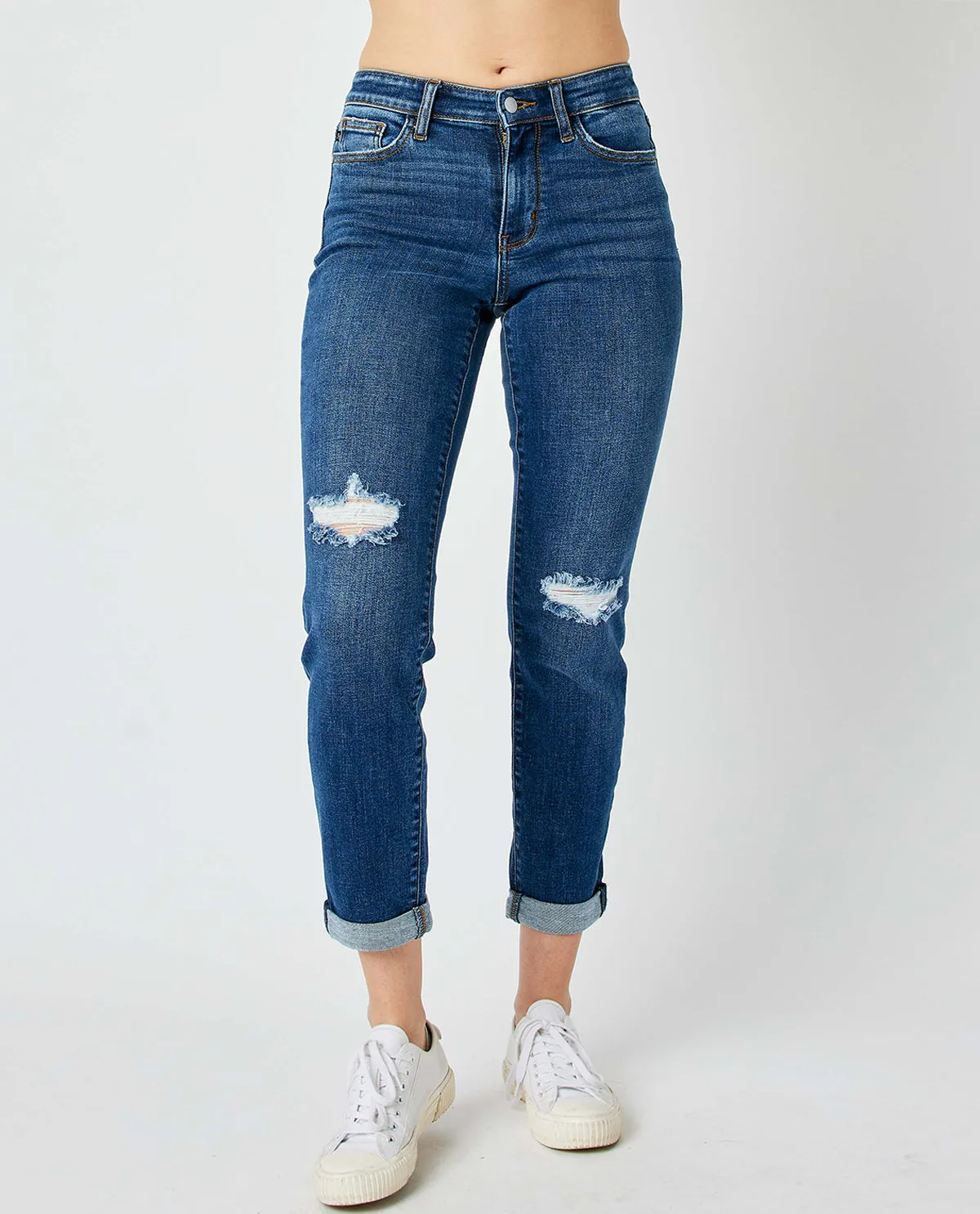 Judy Blue Mid Rise Destroy Slim Jeans