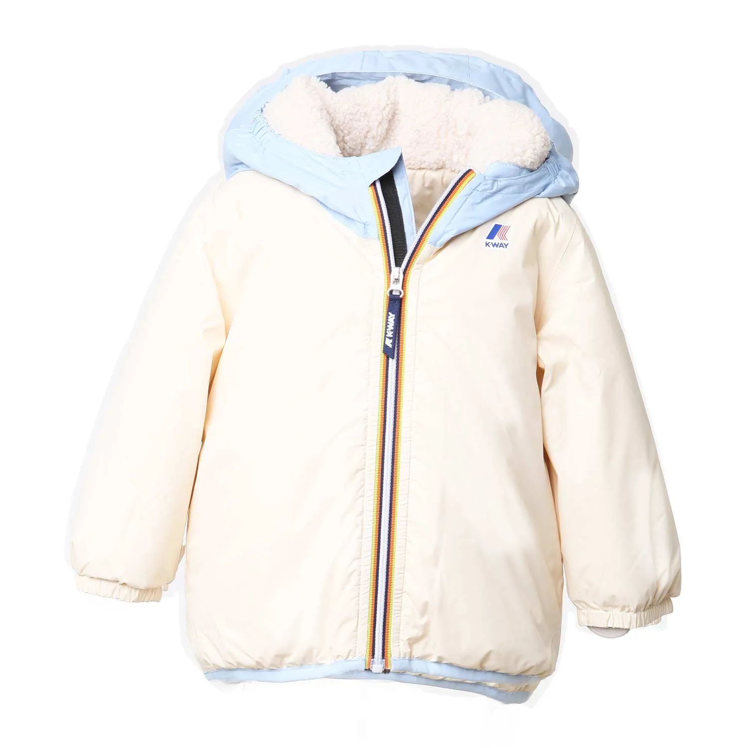 K-Way Beige And Light Blue Claudine Orsetto Jacket For Baby Boys