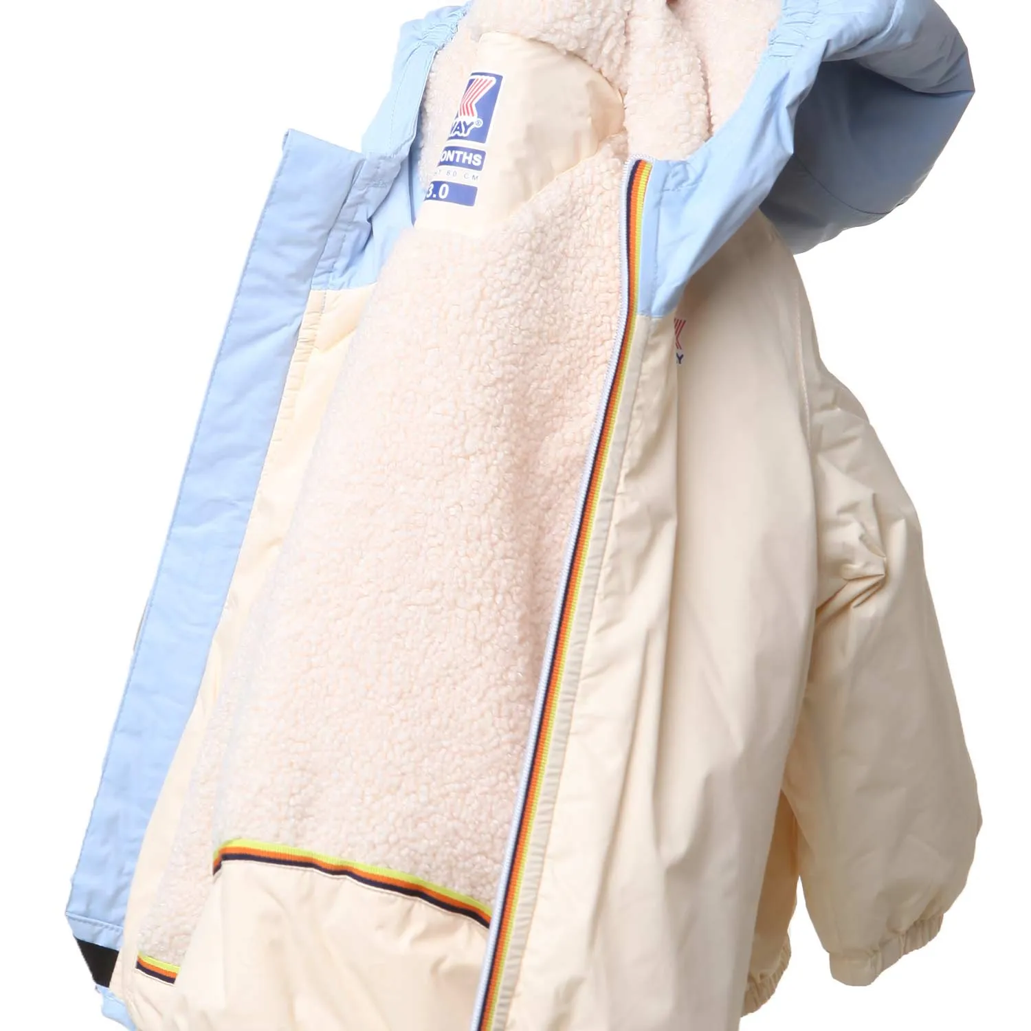 K-Way Beige And Light Blue Claudine Orsetto Jacket For Baby Boys