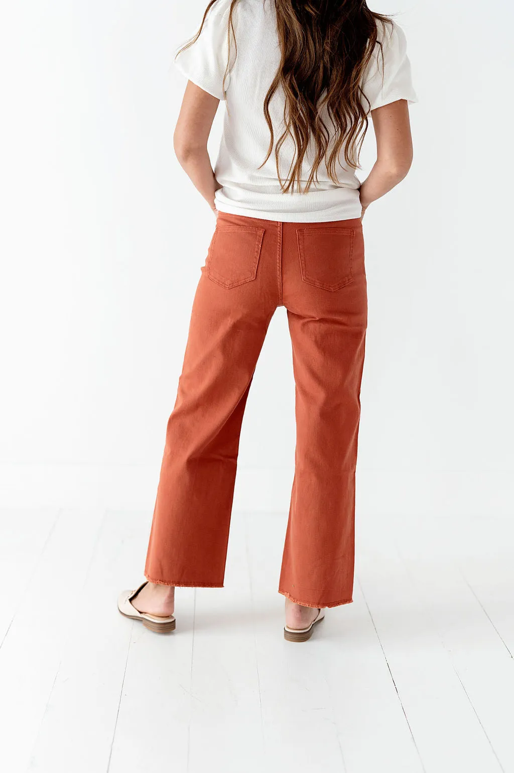 Kai High Rise Jeans in Orange Clay - Size 24 & 25 Left