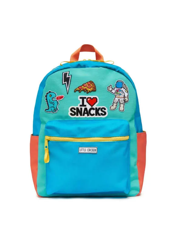 Kids Little Chicken Colorful I Love Snacks Backpack w/ Patches