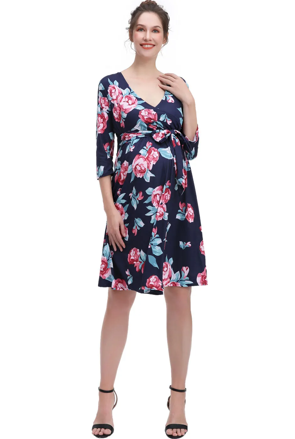 Kimi + Kai Maternity DianaNursing Faux Wrap Dress