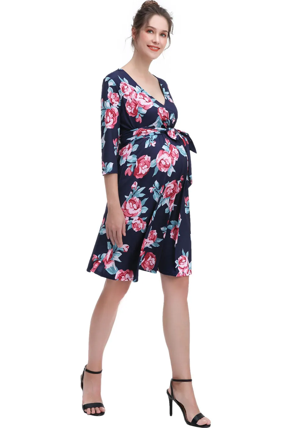 Kimi + Kai Maternity DianaNursing Faux Wrap Dress