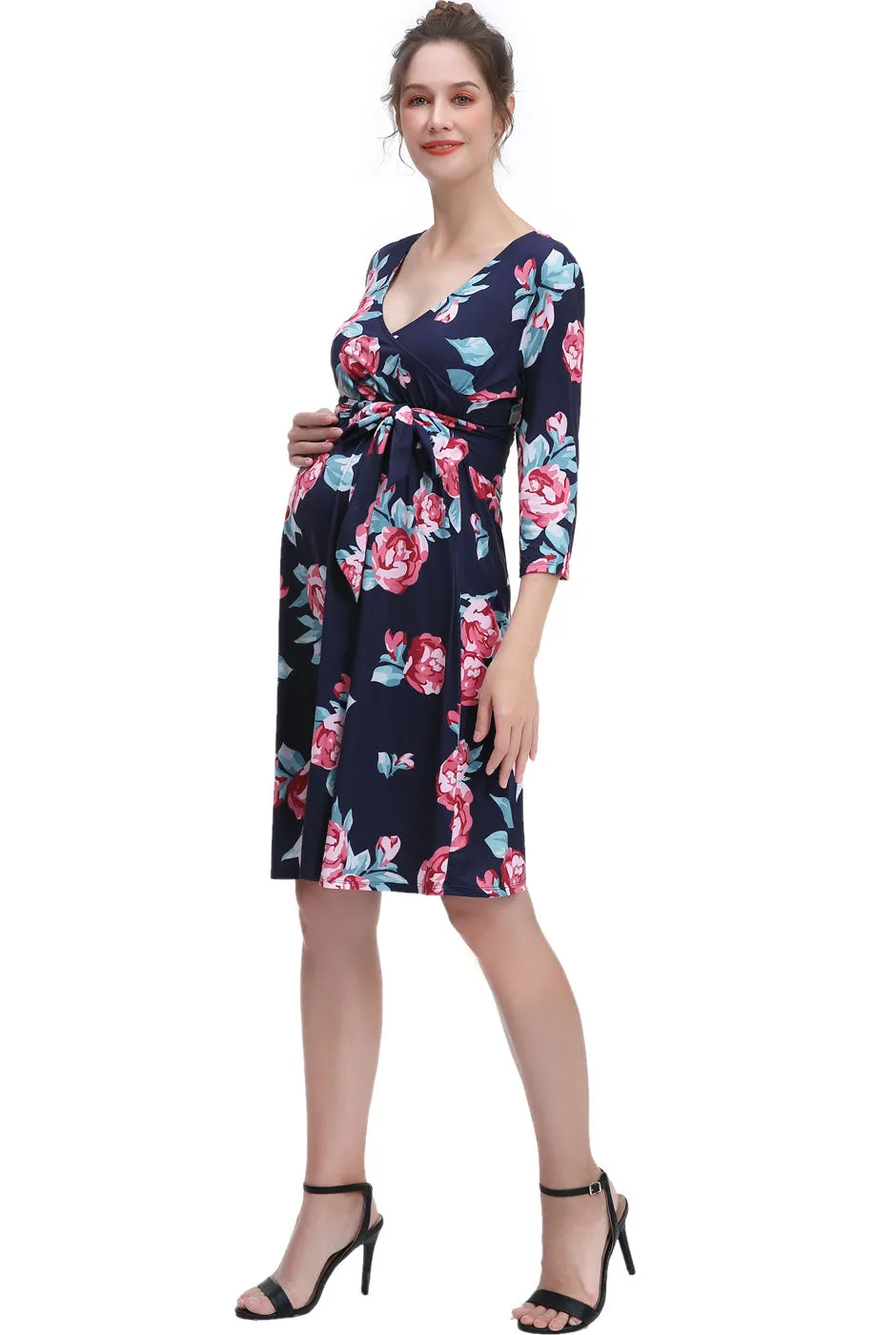 Kimi + Kai Maternity DianaNursing Faux Wrap Dress