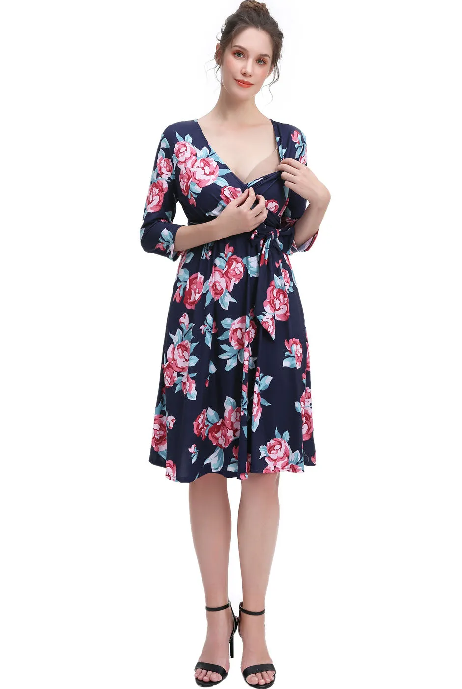 Kimi + Kai Maternity DianaNursing Faux Wrap Dress