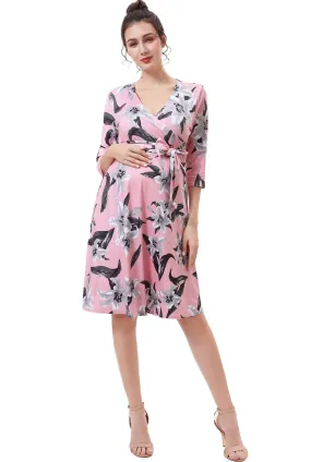 Kimi + Kai Maternity GracieNursing Faux Wrap Dress