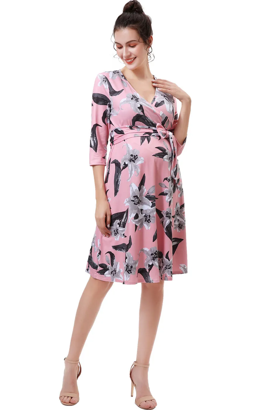 Kimi + Kai Maternity GracieNursing Faux Wrap Dress