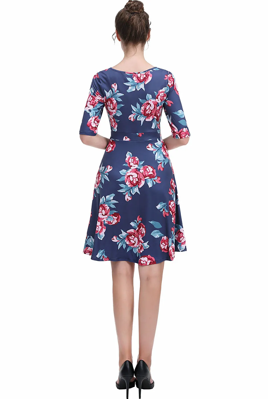 Kimi + Kai Women's Portia Floral Print Faux Wrap Midi Dress