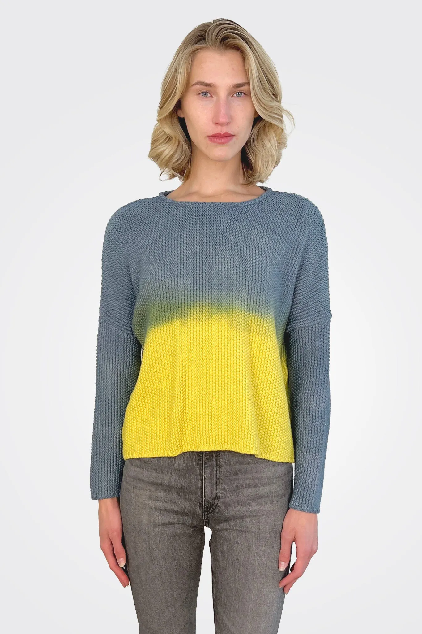 Knitted Pullover - Yellow Grey