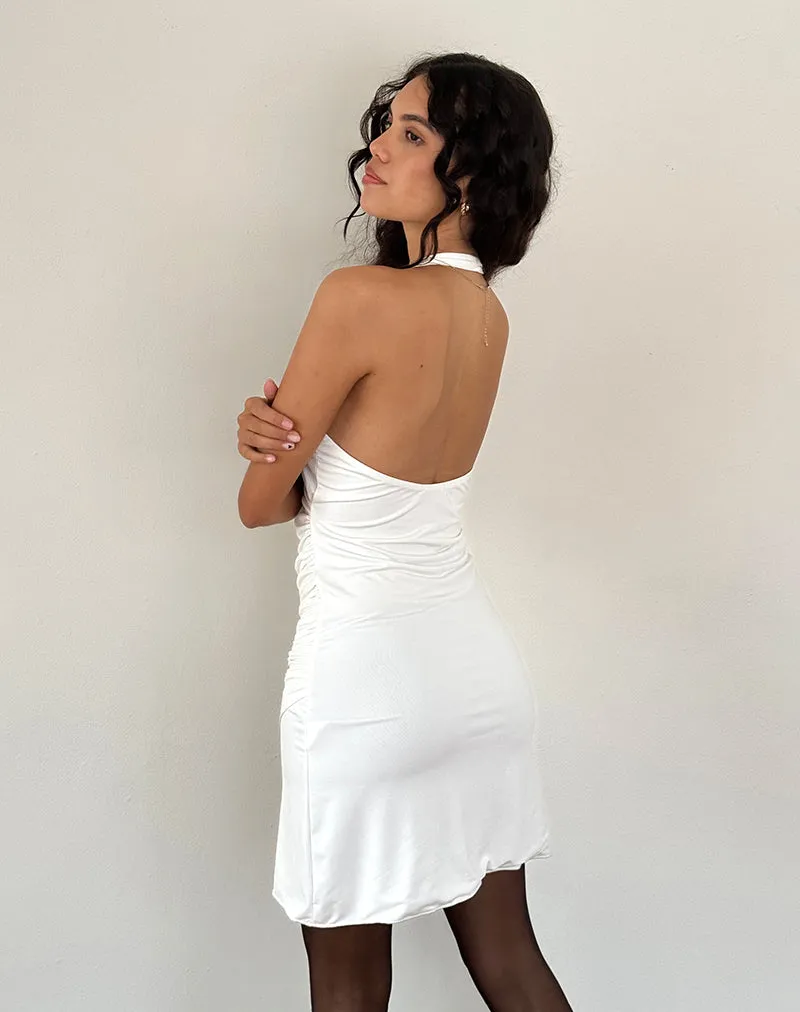 Kyrie Halterneck Wrap Dress in Slinky Ivory