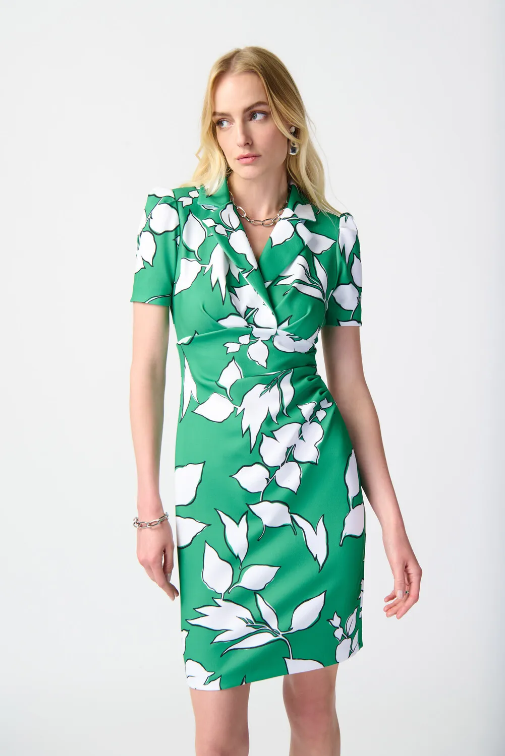 Leaf Print Wrap Front Dress Style 241033