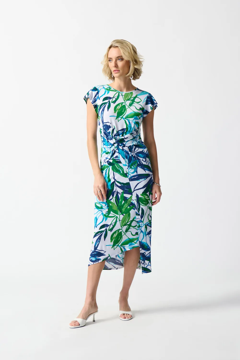 Leaf Print Wrap Front Dress Style 242159