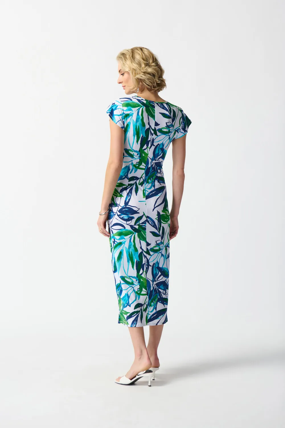 Leaf Print Wrap Front Dress Style 242159