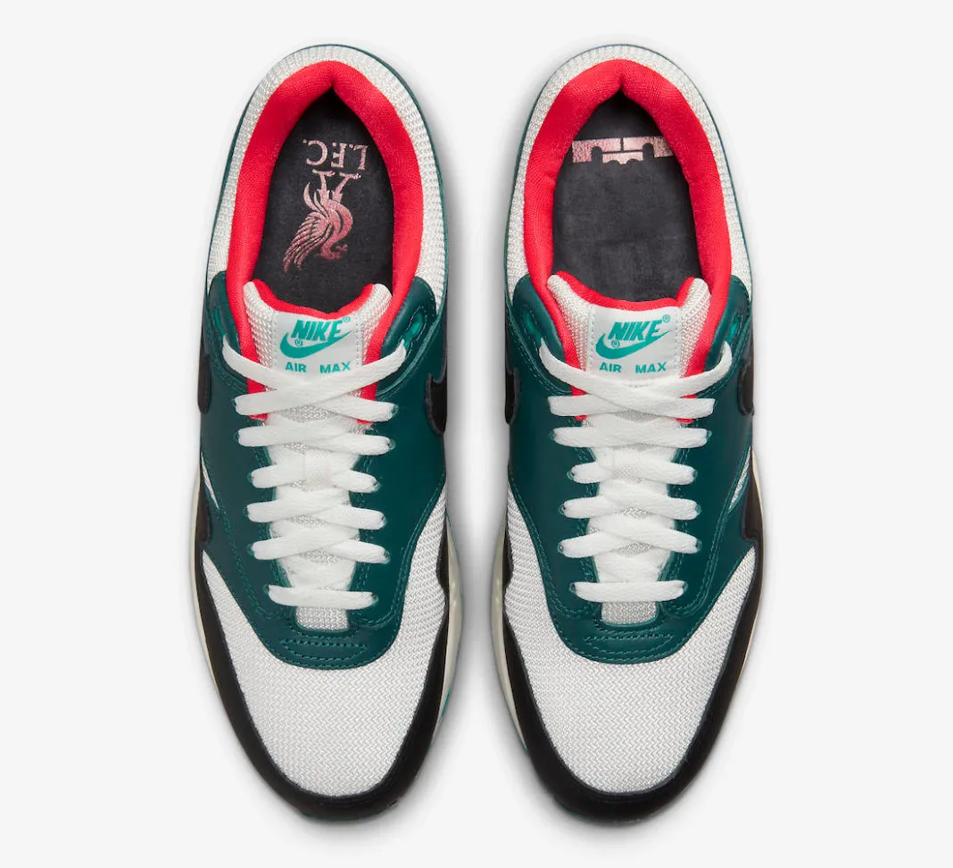 LeBron x Nike Air Max 1 Liverpool White Teal Black FB8914-100