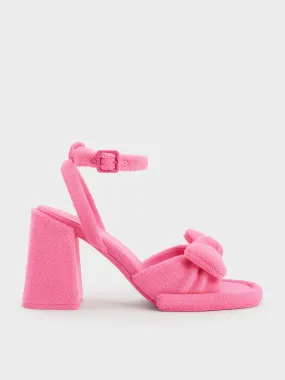 Loey Textured Bow Ankle-Strap Sandals - Pink