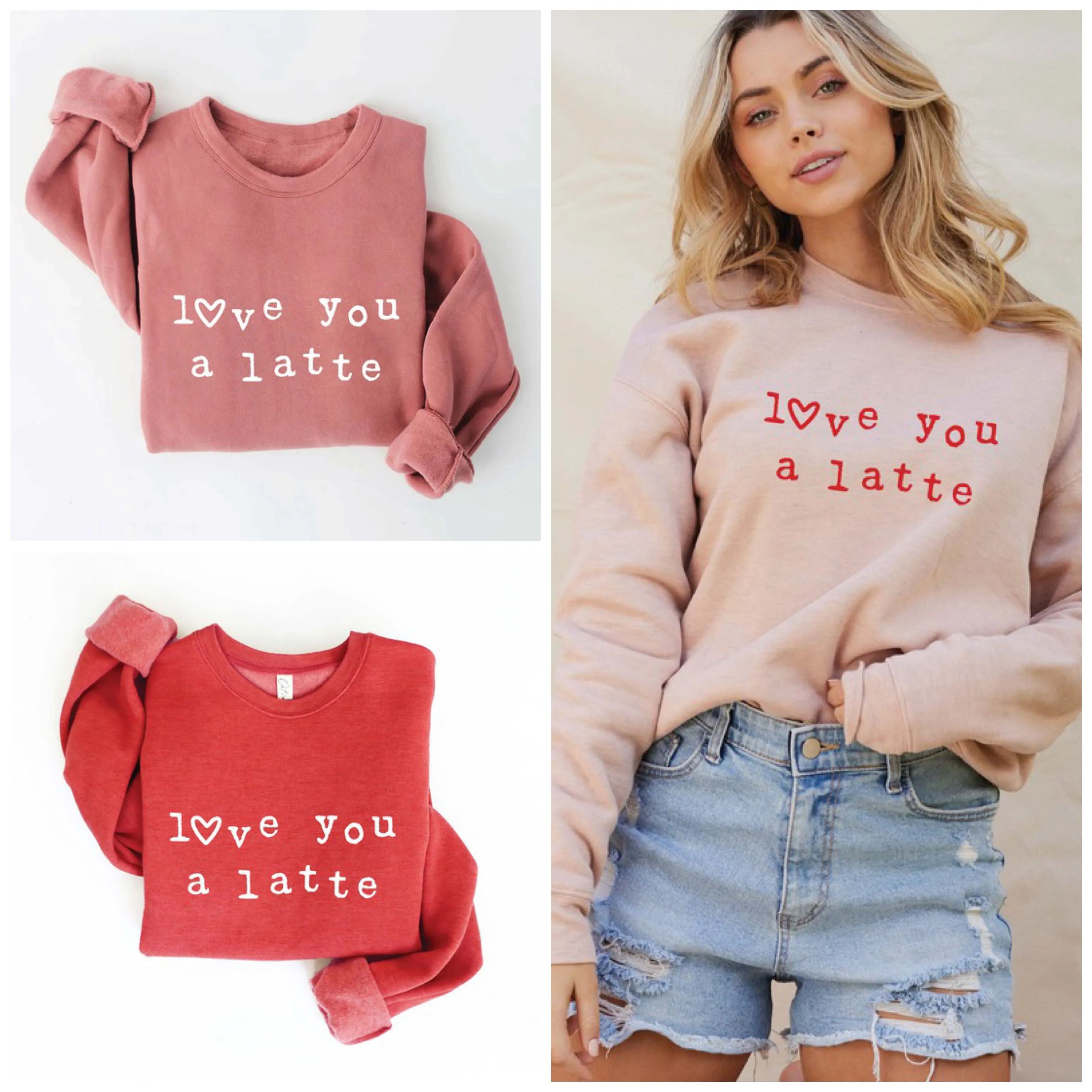 Love You A Latte Crewneck Pullover Sweatshirt