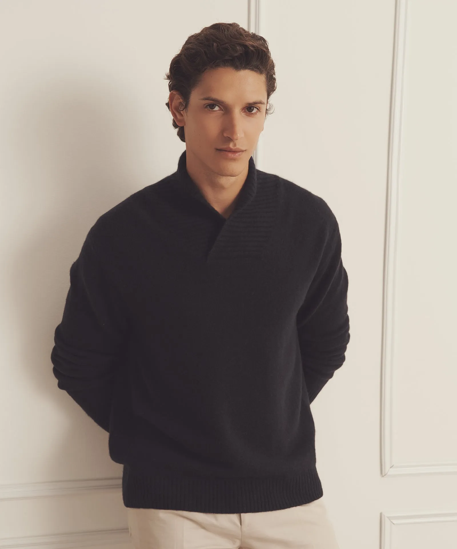 Luxe Cashmere Shawl Collar Pullover