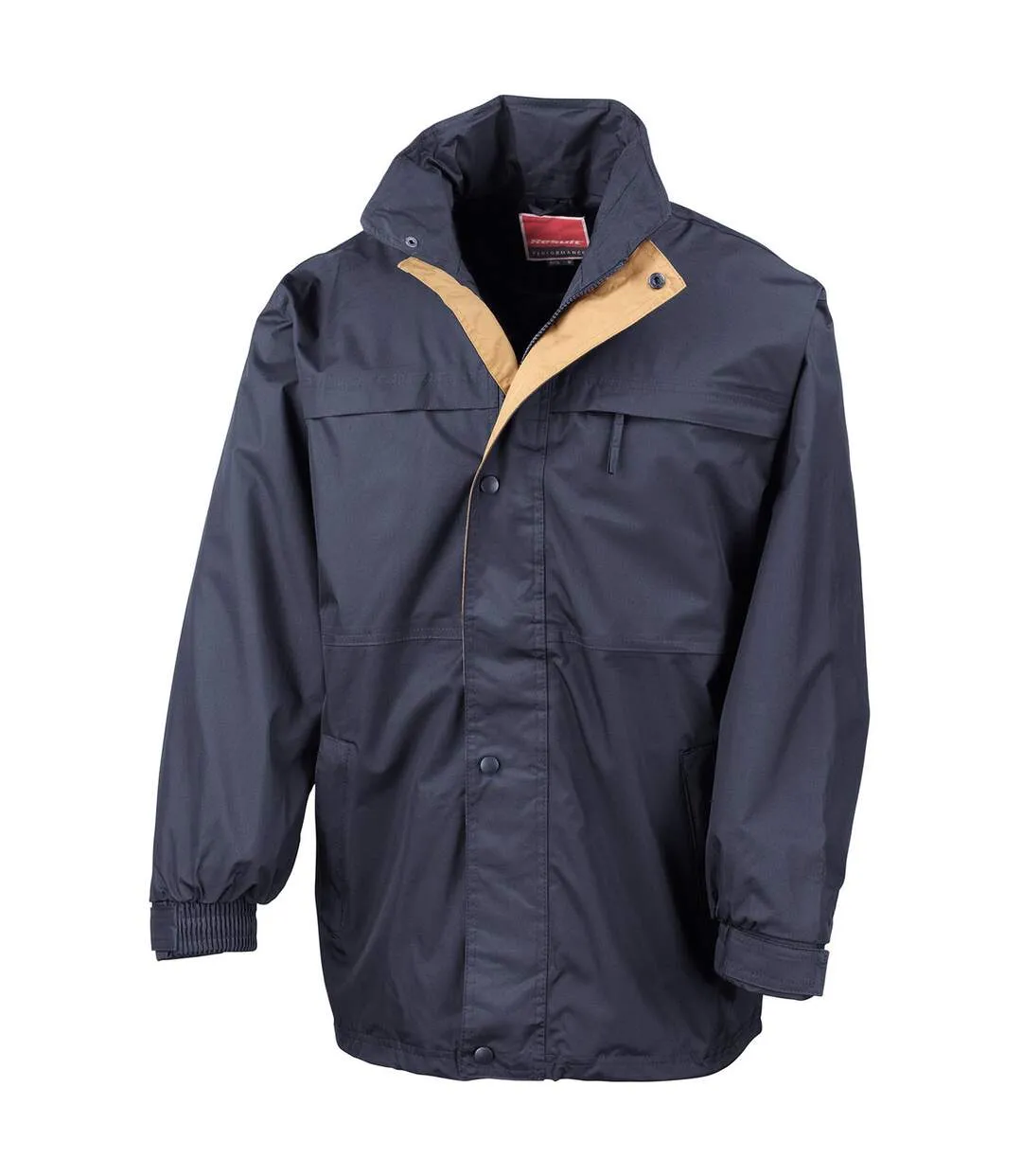 Mens midweight multi-functional waterproof jacket navy/sand Result