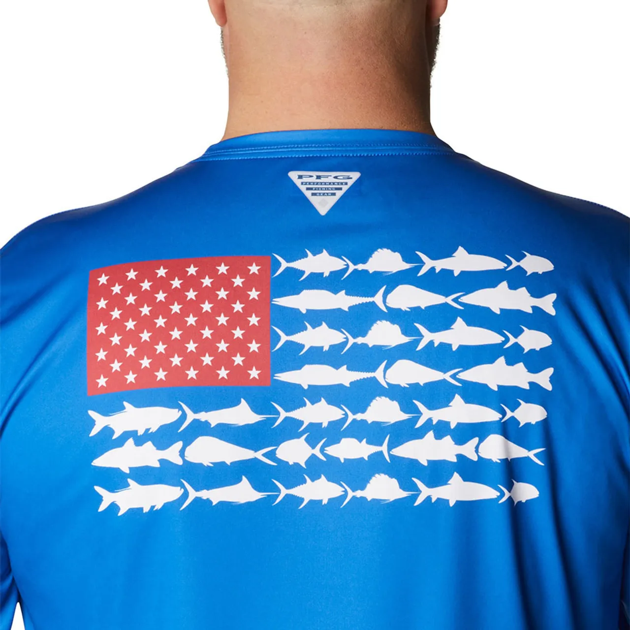 Men's Columbia PFG Terminal Tackle Fish Flag Long Sleeve Shirt - Tall