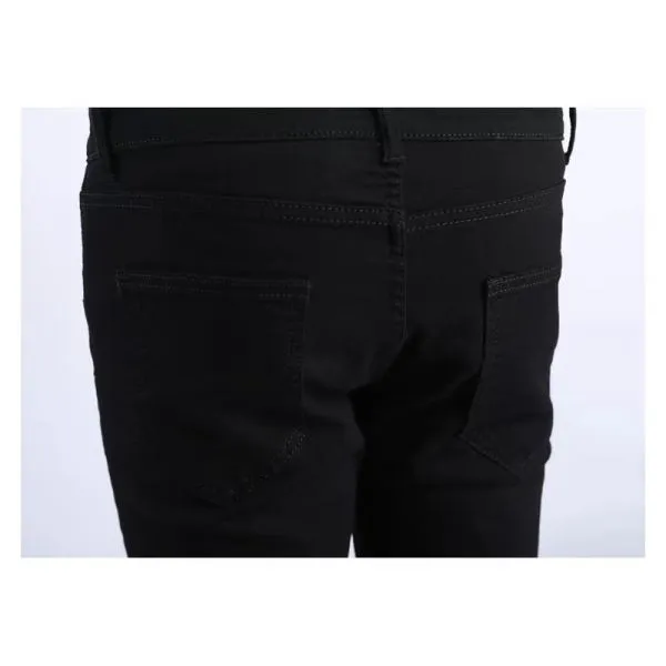 Men's slim skinny jeans with knee rips in black