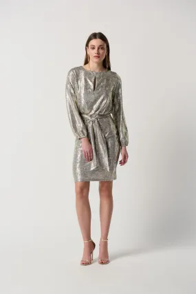 Metallic Belted Wrap Dress Style 234058