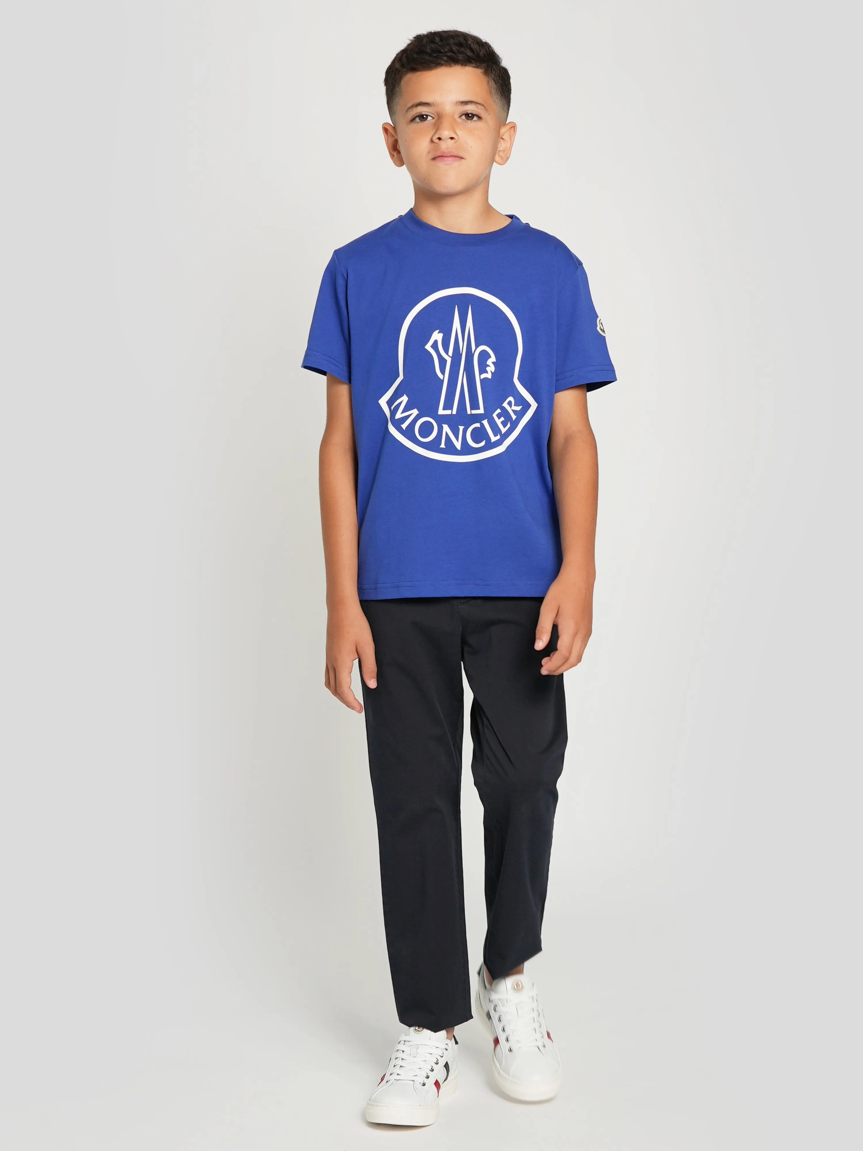 Moncler Enfant Boys Logo T-Shirt in Blue