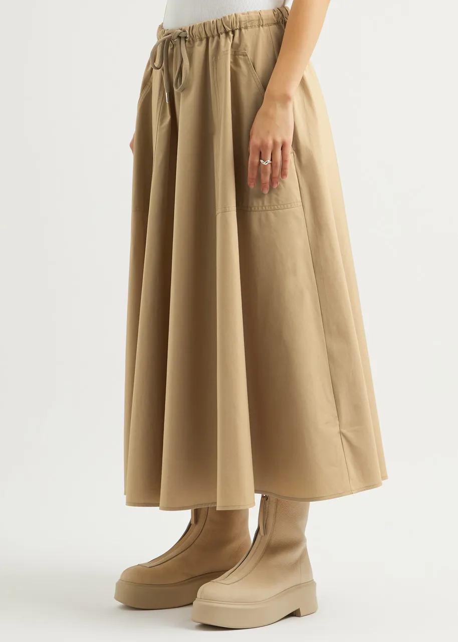 MONCLER Flared cotton-poplin midi skirt  -                         -                     -                