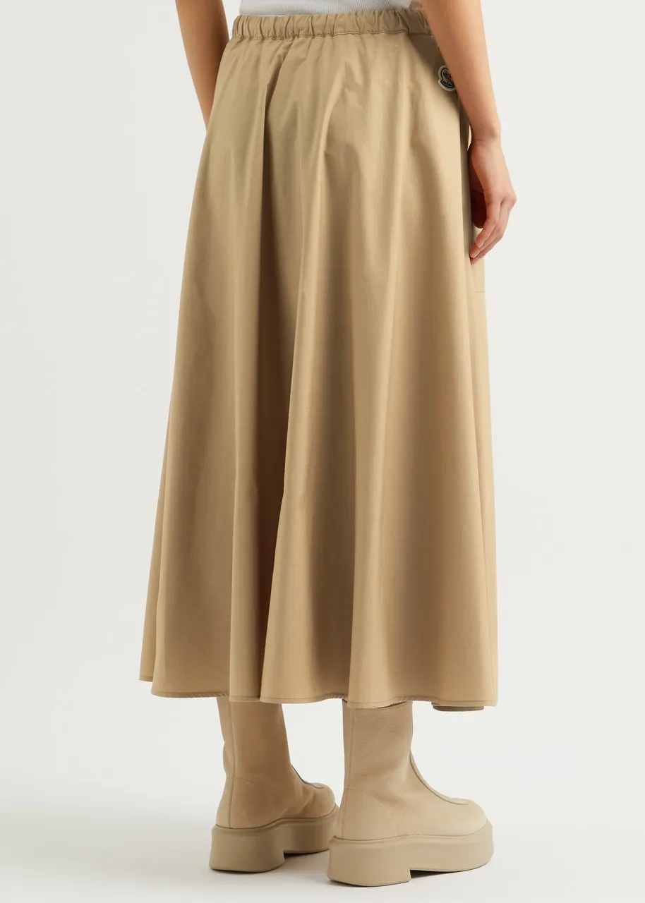 MONCLER Flared cotton-poplin midi skirt  -                         -                     -                