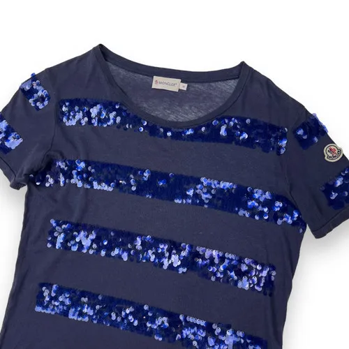 Moncler Women's Sequin Navy T Shirt 