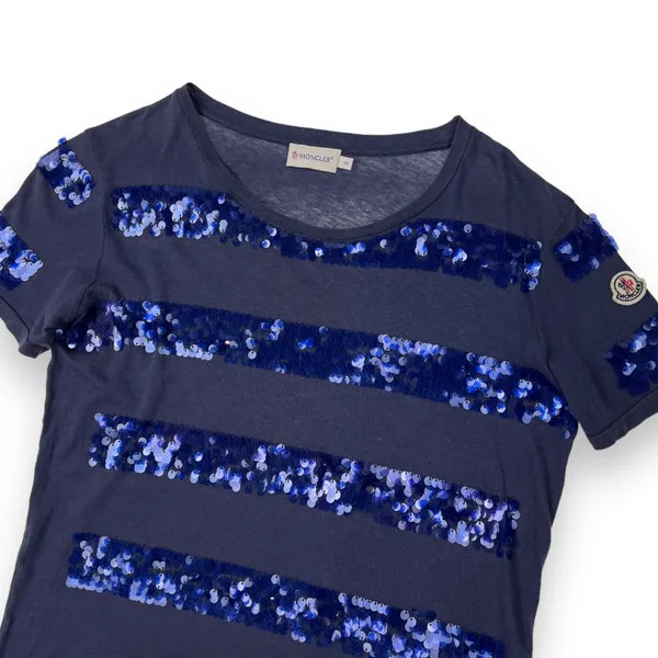 Moncler Women's Sequin Navy T Shirt 