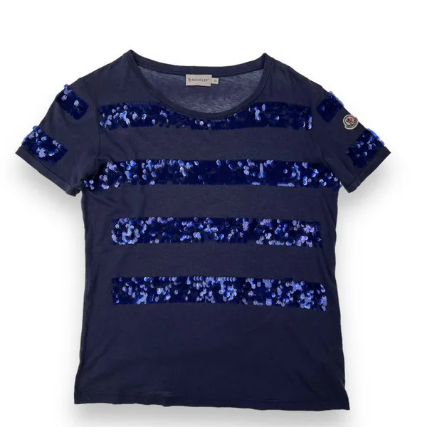 Moncler Women's Sequin Navy T Shirt 