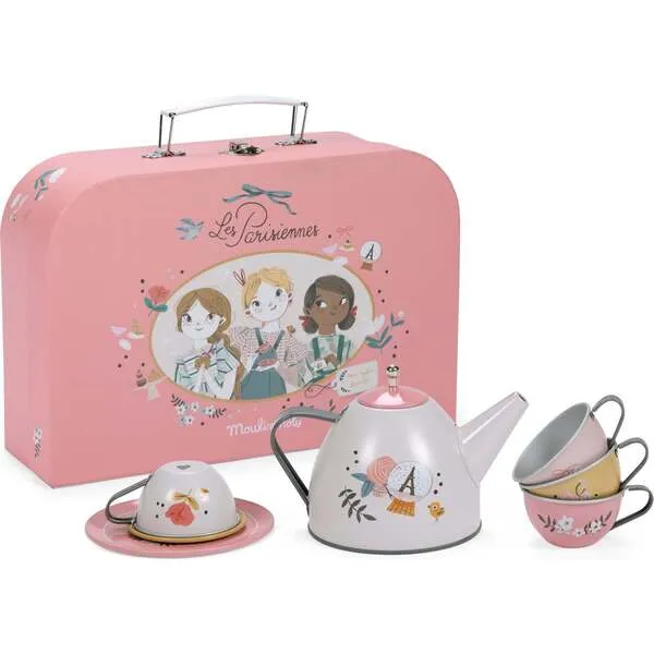 Moulin Roty Suitcase - New Tea Party Metal Set The Parisiennes