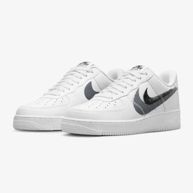 Nike air force 1 '07 (spray paint swoosh/ white/ cool grey/ black) men us 8-13 fd0660-100