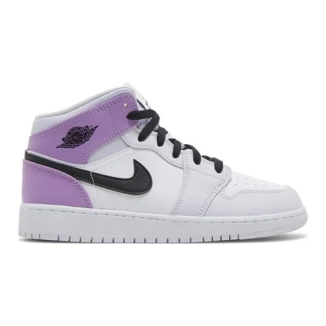 Nike air jordan 1 mid gs (barely grape/ purple/ barely grape/ black/ white/ rush fuchsia) big kids 3