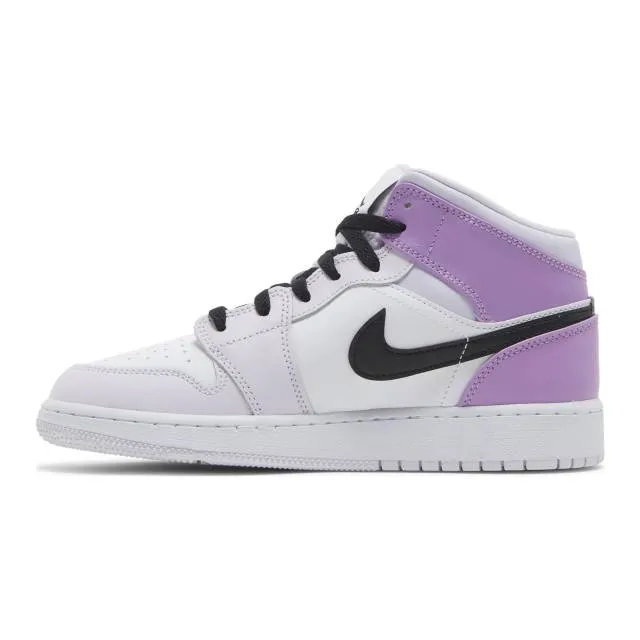 Nike air jordan 1 mid gs (barely grape/ purple/ barely grape/ black/ white/ rush fuchsia) big kids 3