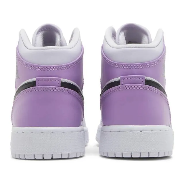 Nike air jordan 1 mid gs (barely grape/ purple/ barely grape/ black/ white/ rush fuchsia) big kids 3