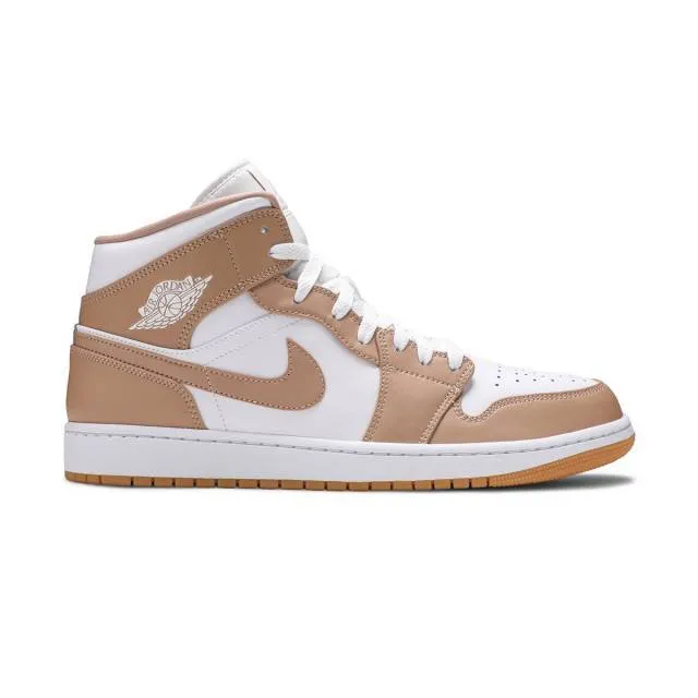 Nike air jordan 1 mid (tan gum/ hemp brown/ white/ gum yellow) me