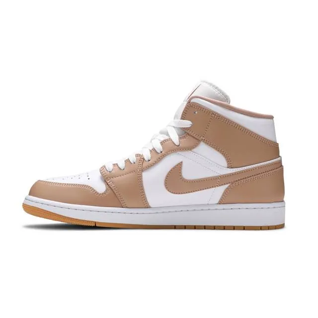 Nike air jordan 1 mid (tan gum/ hemp brown/ white/ gum yellow) me