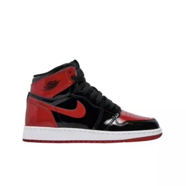 Nike air jordan 1 retro high patent leather bred gs youth wo