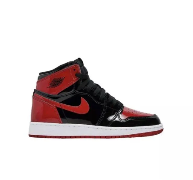 Nike air jordan 1 retro high patent leather bred gs youth wo