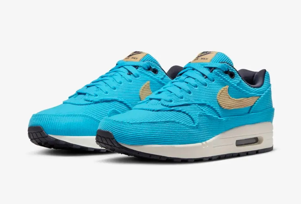 Nike Air Max 1 Corduroy Baltic Blue Sesame Gridiron Sail FB8915-400