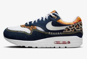 Nike Air Max 1 Premium Denim Leopard University Gold Picante Red FJ4452-432