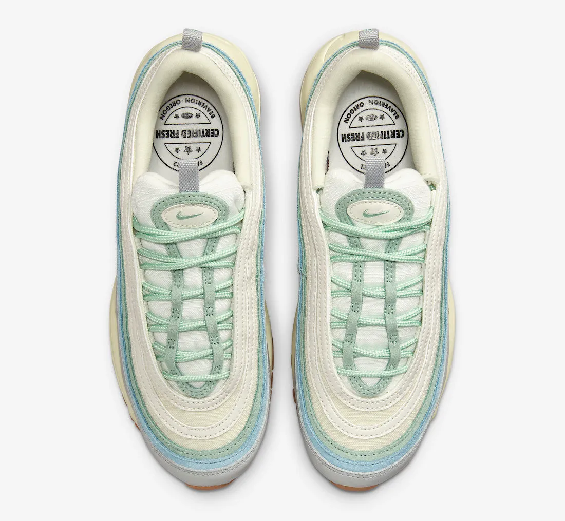 Nike Air Max 97 Certified Fresh Coconut Milk Enamel Green Worn Blue DX5766-131