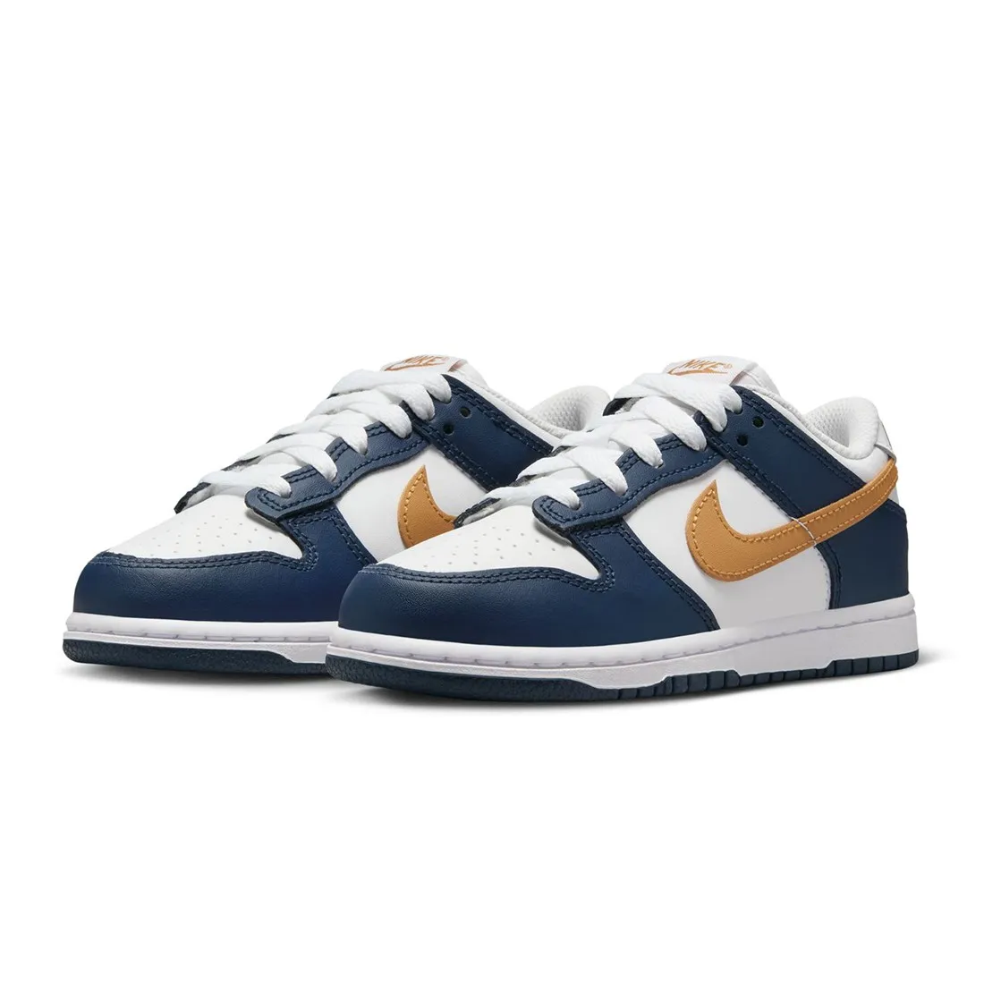 Nike Little Kids Dunk Low (white / wheat-midnight navy)