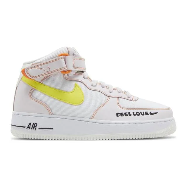 Nike women's air force 1 '07 mid (feel love/ white/ pearl pink/ action green/ opti yellow) sizes 5-1