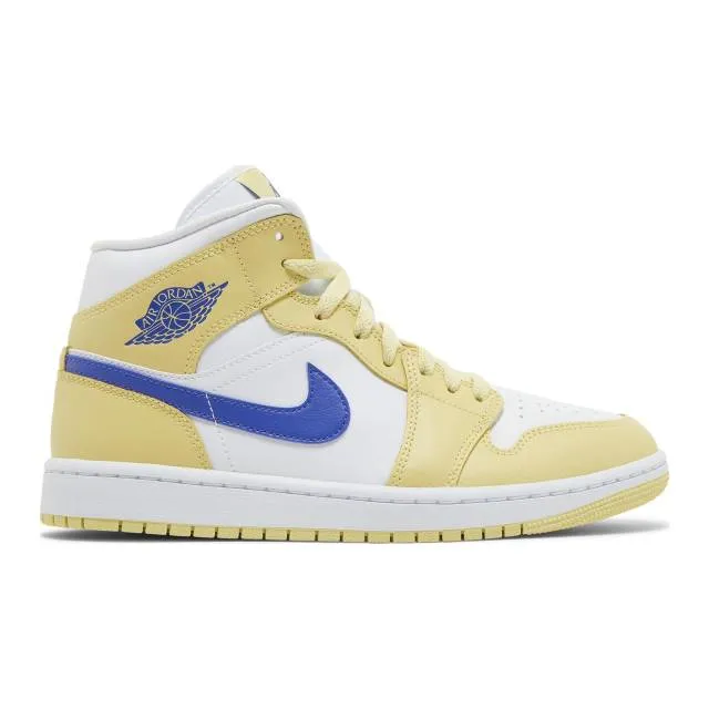 Nike women's air jordan 1 mid (lemon wash/ yellow/ lemon wash/ lapis/ white) sizes 6-10 bq6472-701