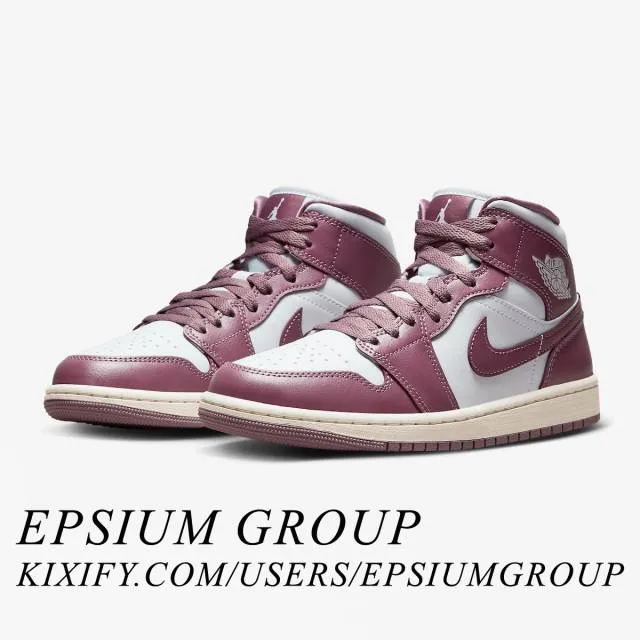 Nike women's air jordan 1 mid (sky j mauve/ pure platinum/ sky j mauve/ sail) sizes 5-12 bq6472-050