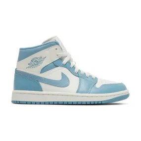 Nike women's air jordan 1 mid (university blue unc (2022)/ white/ worn blue/ sail/ white) men us 8-1